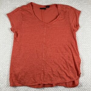 Tahari Women's 100% Linen Lightweight Top Size M Pink Short Sleeve Costal